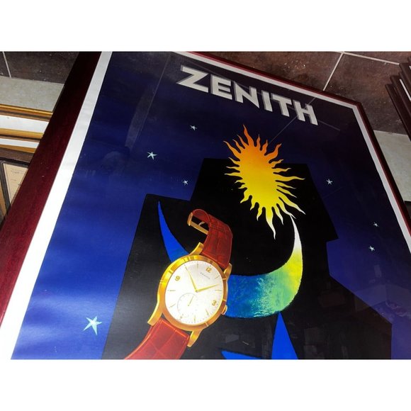 Original Vintage Zenith Watch Poster by Paul Colin c1950 Art Deco large framed - Picture 8 of 10